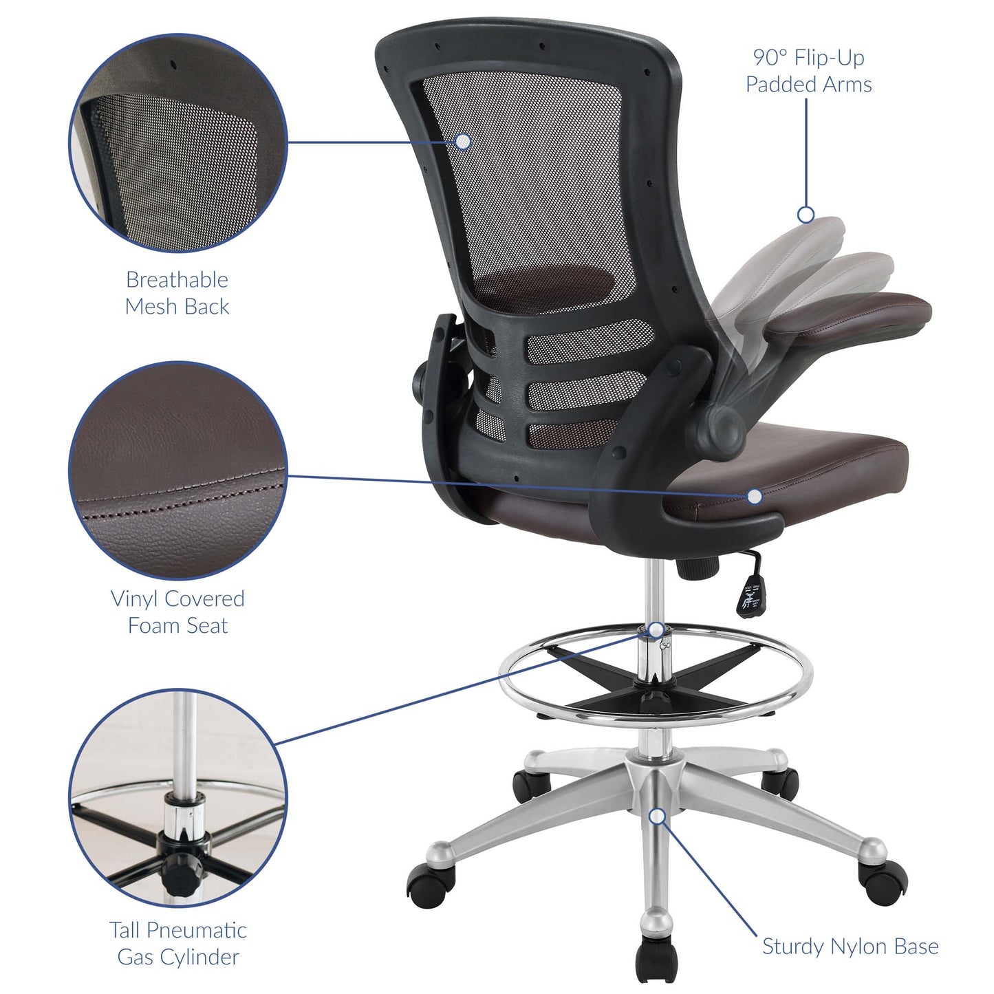 Attainment Vinyl Drafting Chair by Furniture for America