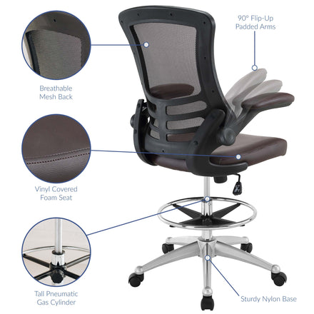 Attainment Vinyl Drafting Chair in Brown
