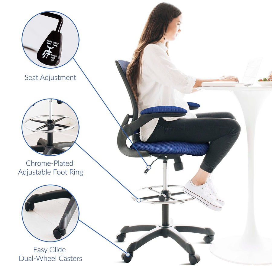 Greer Drafting Chair in Blue
