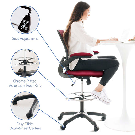 Veer Drafting Chair in Red