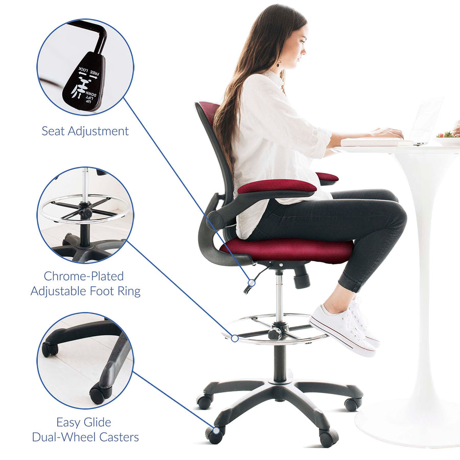 Greer Drafting Chair in Red