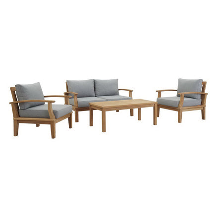 Marina 4 Piece Outdoor Patio Teak Set in Natural Gray