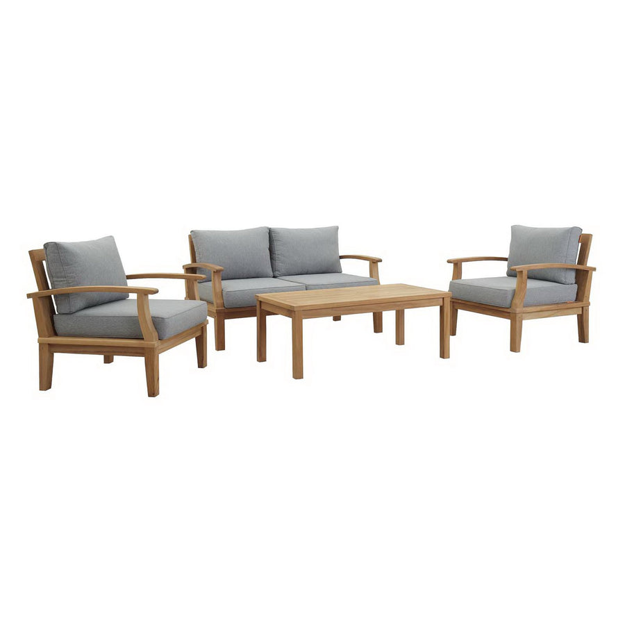 Cove 4 Piece Outdoor Patio Teak Set in Natural Gray