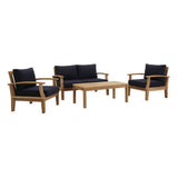 Cove 4 Piece Outdoor Patio Teak Set in Natural Navy