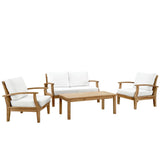 Cove 4 Piece Outdoor Patio Teak Set in Natural White