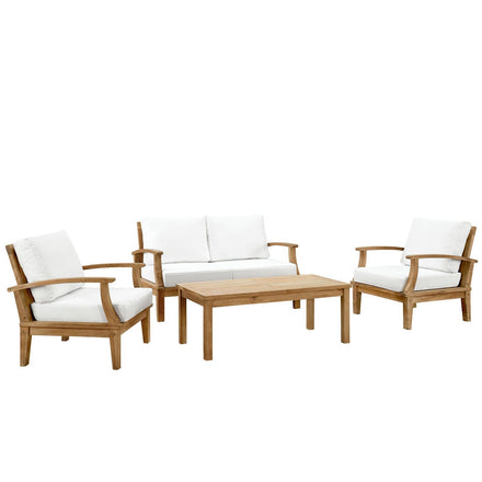 Marina 4 Piece Outdoor Patio Teak Set in Natural White