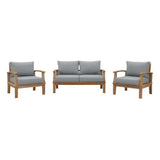 Cove 3 Piece Outdoor Patio Teak Set in Natural Gray