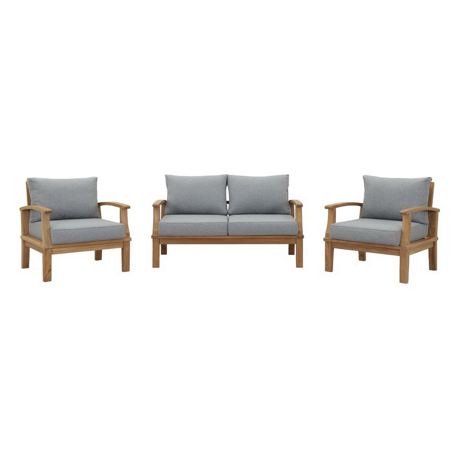 Cove 3 Piece Outdoor Patio Teak Set in Natural Gray