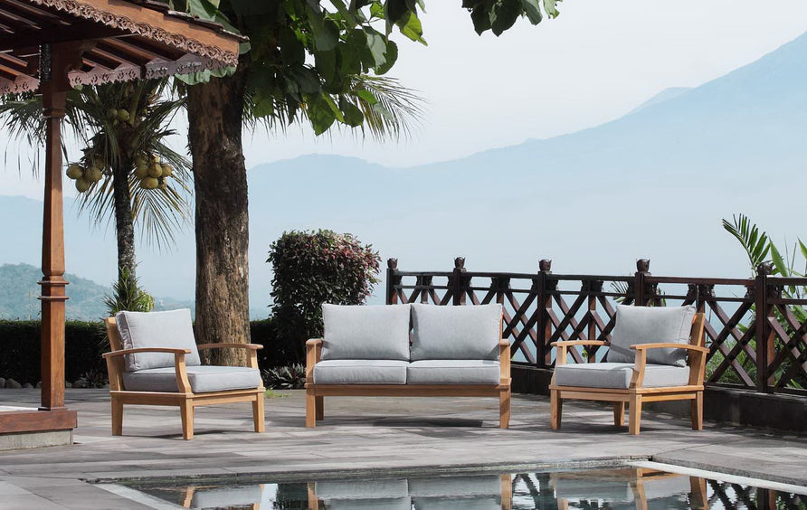 Cove 3 Piece Outdoor Patio Teak Set in Natural Gray