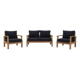Cove 3 Piece Outdoor Patio Teak Set in Natural Navy