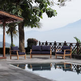 Cove 3 Piece Outdoor Patio Teak Set in Natural Navy