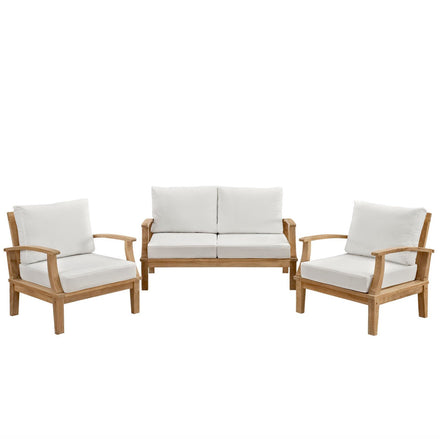 Marina 3 Piece Outdoor Patio Teak Set in Natural White