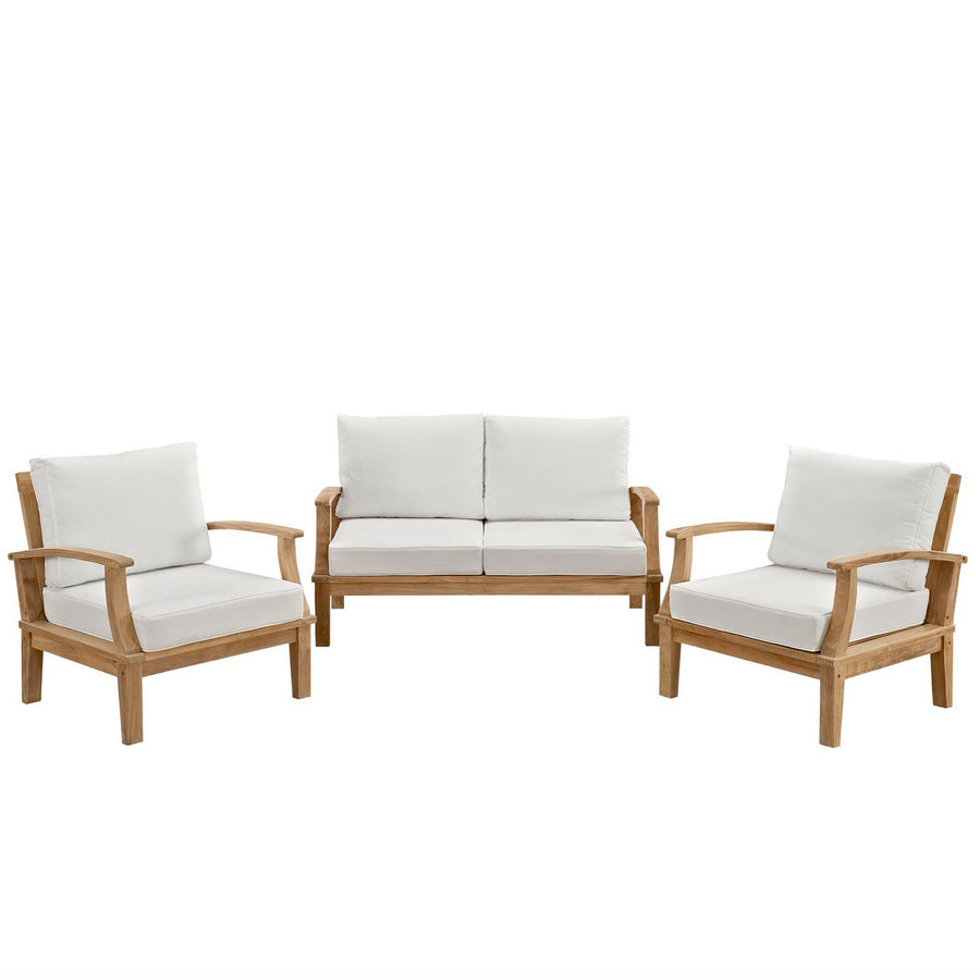 Cove 3 Piece Outdoor Patio Teak Set in Natural White