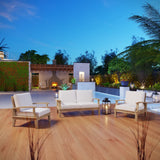 Cove 3 Piece Outdoor Patio Teak Set in Natural White