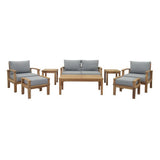 Cove 8 Piece Outdoor Patio Teak Set in Natural Gray