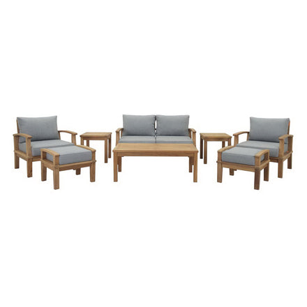 Marina 8 Piece Outdoor Patio Teak Set in Natural Gray