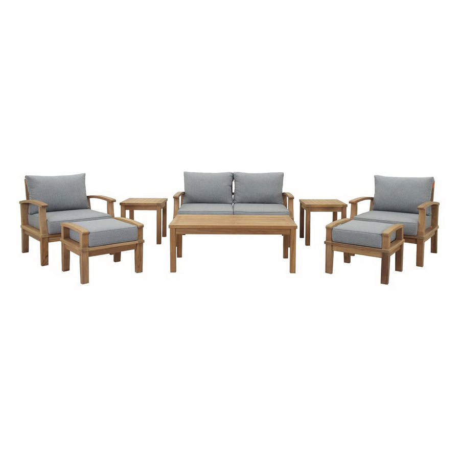 Cove 8 Piece Outdoor Patio Teak Set in Natural Gray