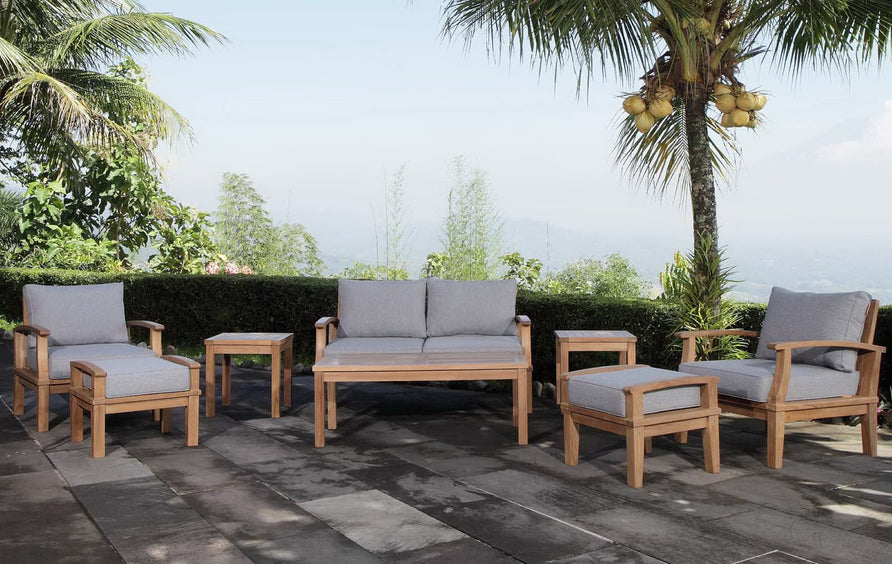 Cove 8 Piece Outdoor Patio Teak Set in Natural Gray