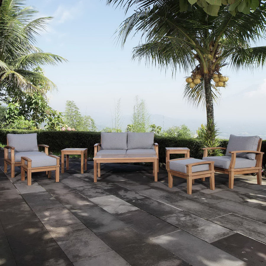 Cove 8 Piece Outdoor Patio Teak Set in Natural Gray
