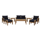 Cove 8 Piece Outdoor Patio Teak Set in Natural Navy