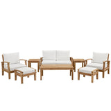 Cove 8 Piece Outdoor Patio Teak Set in Natural White