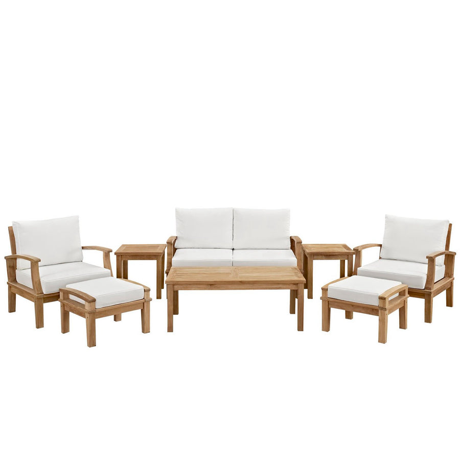 Cove 8 Piece Outdoor Patio Teak Set in Natural White