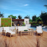 Cove 8 Piece Outdoor Patio Teak Set in Natural White