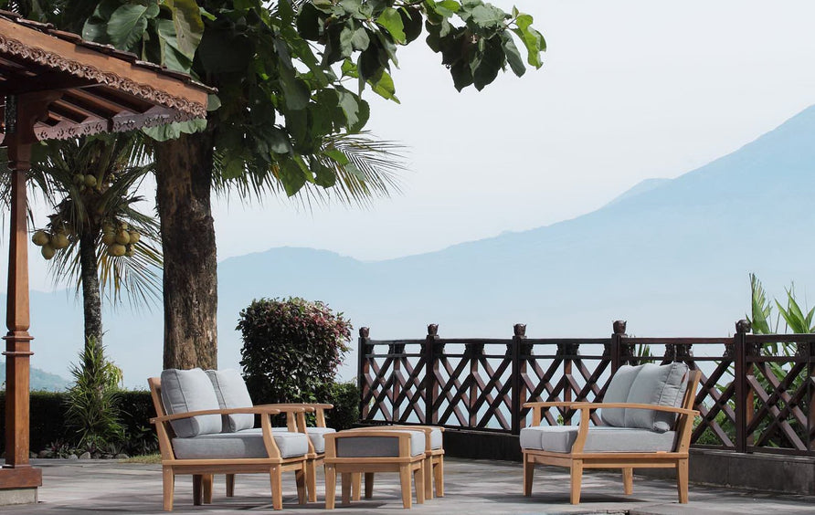 Cove 5 Piece Outdoor Patio Teak Set in Natural Gray