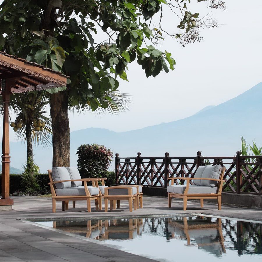 Cove 5 Piece Outdoor Patio Teak Set in Natural Gray