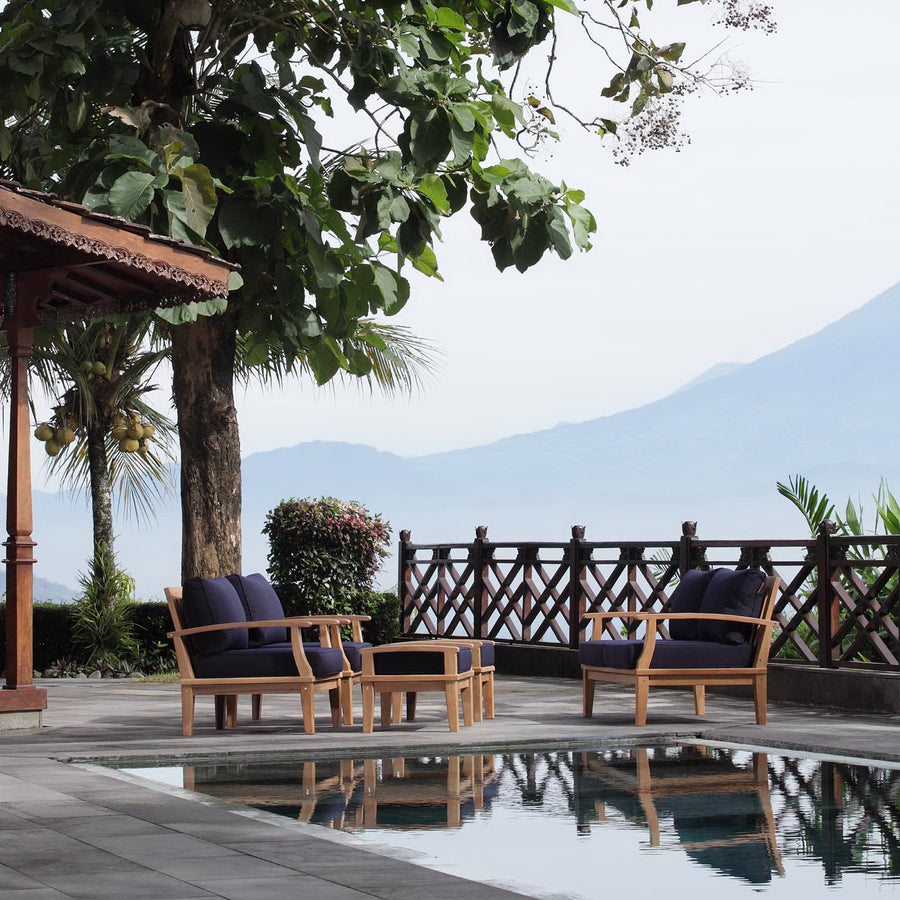 Cove 5 Piece Outdoor Patio Teak Set in Natural Navy