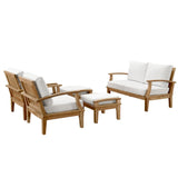 Cove 5 Piece Outdoor Patio Teak Set in Natural White