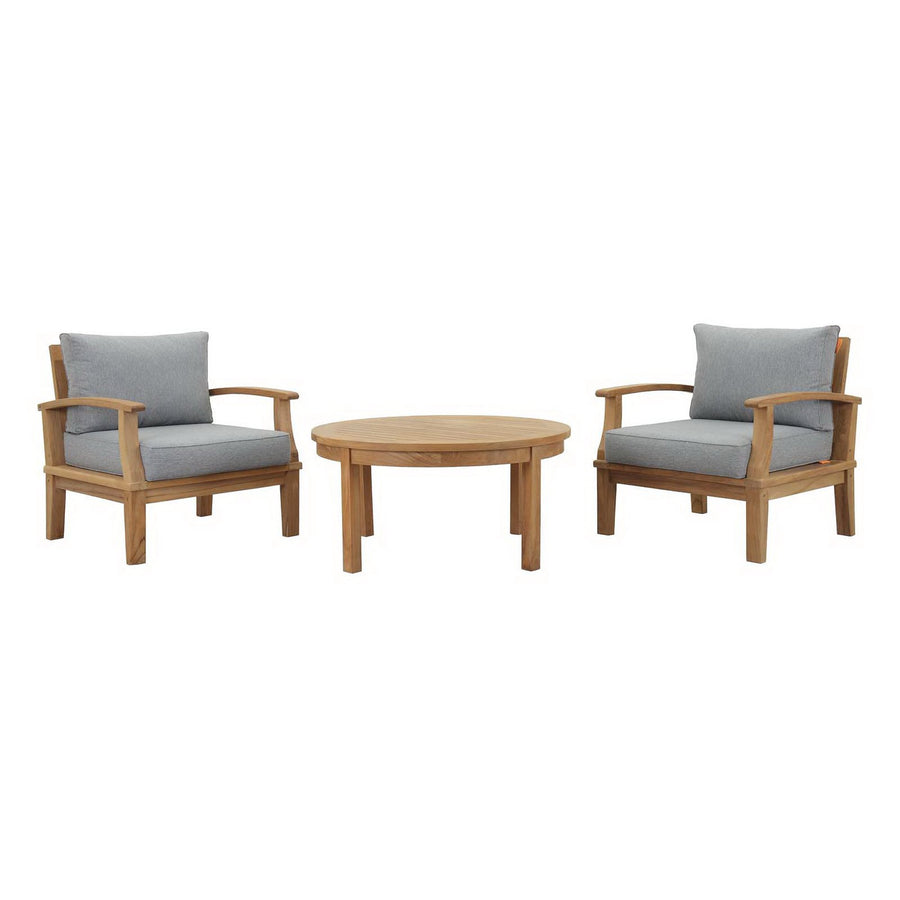 Cove 3 Piece Outdoor Patio Teak Set in Natural Gray