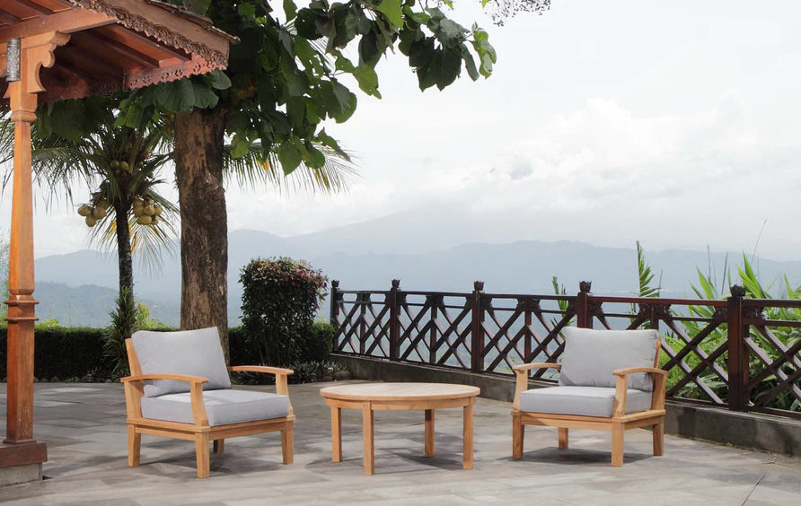 Cove 3 Piece Outdoor Patio Teak Set in Natural Gray
