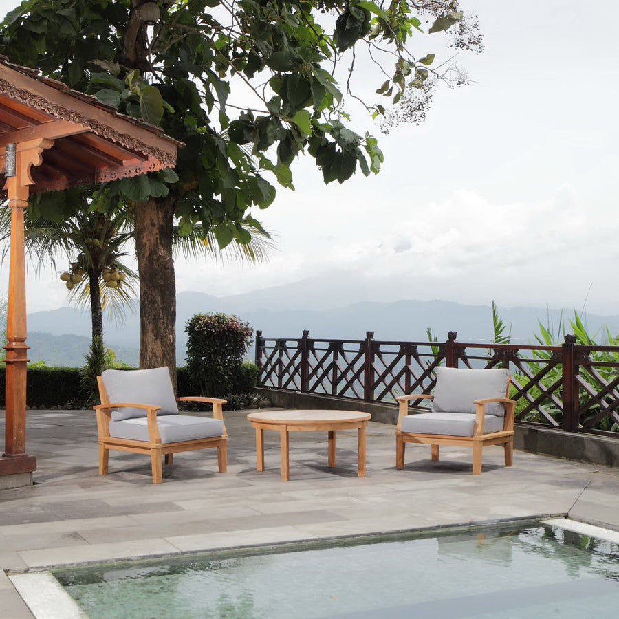 Cove 3 Piece Outdoor Patio Teak Set in Natural Gray