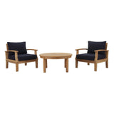 Cove 3 Piece Outdoor Patio Teak Set in Natural Navy