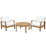 Cove 3 Piece Outdoor Patio Teak Set in Natural White