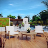Cove 3 Piece Outdoor Patio Teak Set in Natural White