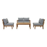 Cove 5 Piece Outdoor Patio Teak Set in Natural Gray