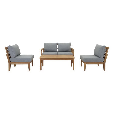 Marina 5 Piece Outdoor Patio Teak Set in Natural Gray