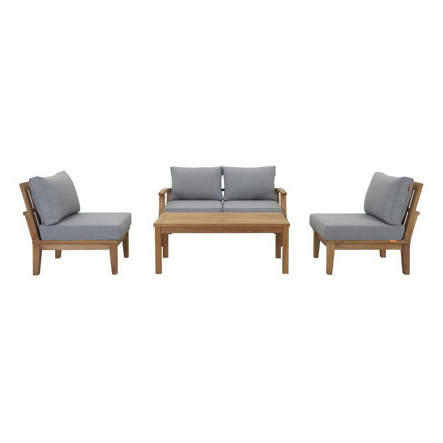 Cove 5 Piece Outdoor Patio Teak Set in Natural Gray