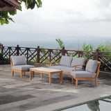 Cove 5 Piece Outdoor Patio Teak Set in Natural Gray