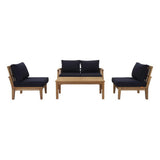 Cove 5 Piece Outdoor Patio Teak Set in Natural Navy