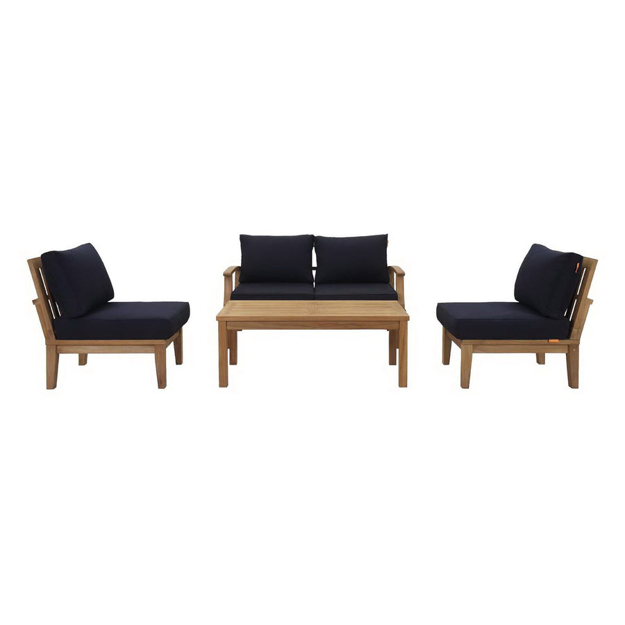Cove 5 Piece Outdoor Patio Teak Set in Natural Navy