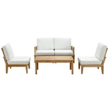 Cove 5 Piece Outdoor Patio Teak Set in Natural White