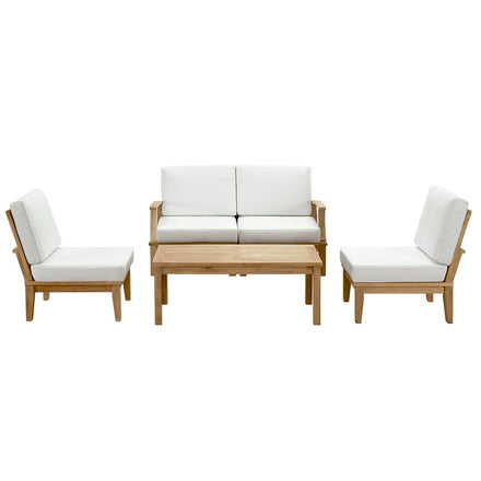 Marina 5 Piece Outdoor Patio Teak Set in Natural White