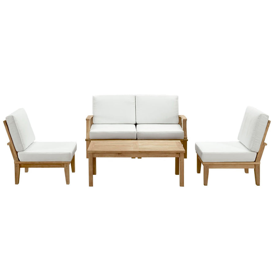 Cove 5 Piece Outdoor Patio Teak Set in Natural White