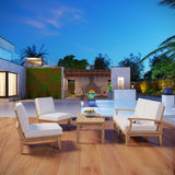 Cove 5 Piece Outdoor Patio Teak Set in Natural White