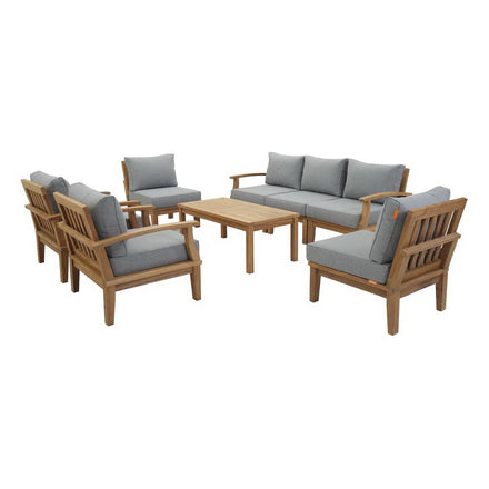Marina 8 Piece Outdoor Patio Teak Set in Natural Gray