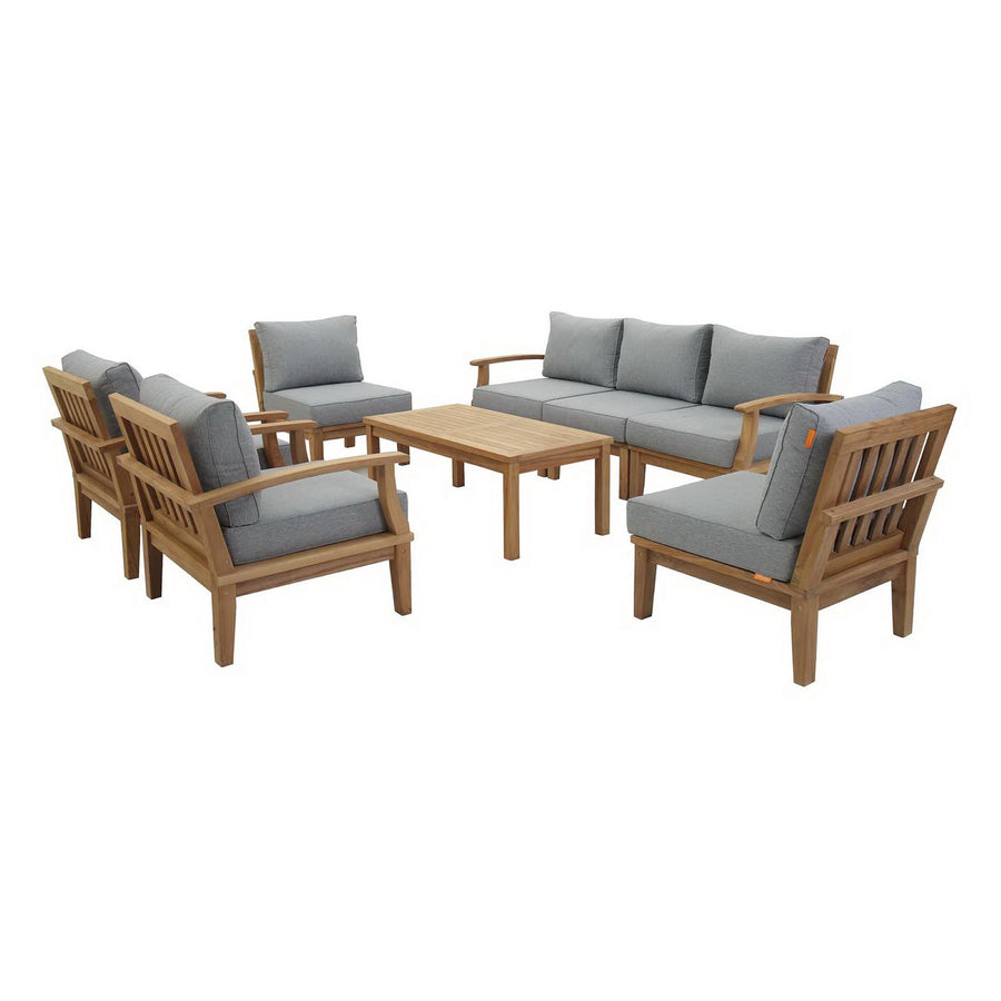 Cove 8 Piece Outdoor Patio Teak Set in Natural Gray