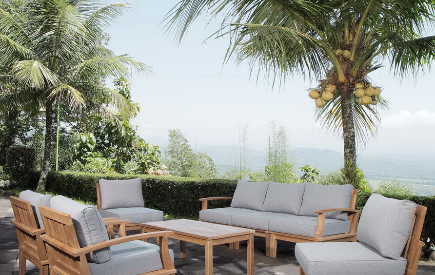 Cove 8 Piece Outdoor Patio Teak Set in Natural Gray